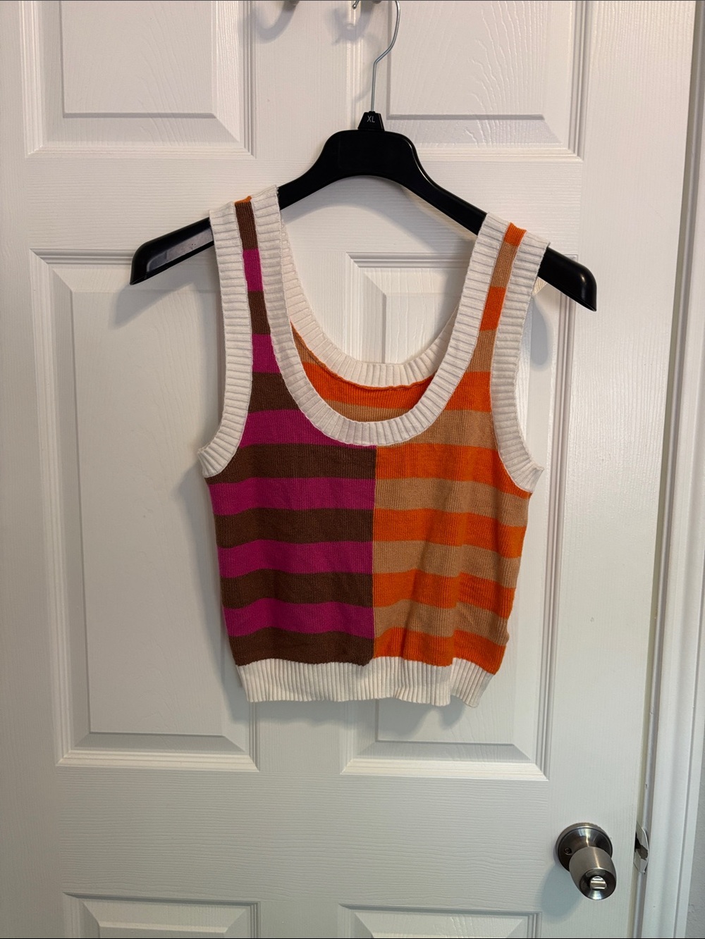 Striped Knit Tank Top in Pink, Brown & Orange ws87